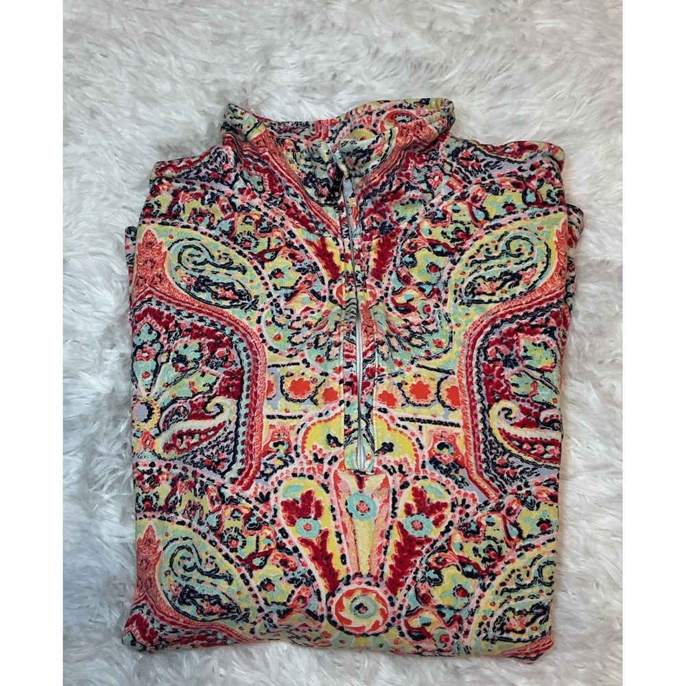 Talbots Women's Medium Petite 1/4 Zip LongSleeve Kangaroo Pocket Pullover